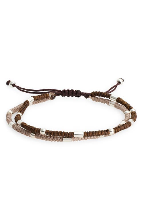 Caputo & Co. Set of 2 Men's Beaded Braided Cord Bracelets in Brown Combo 