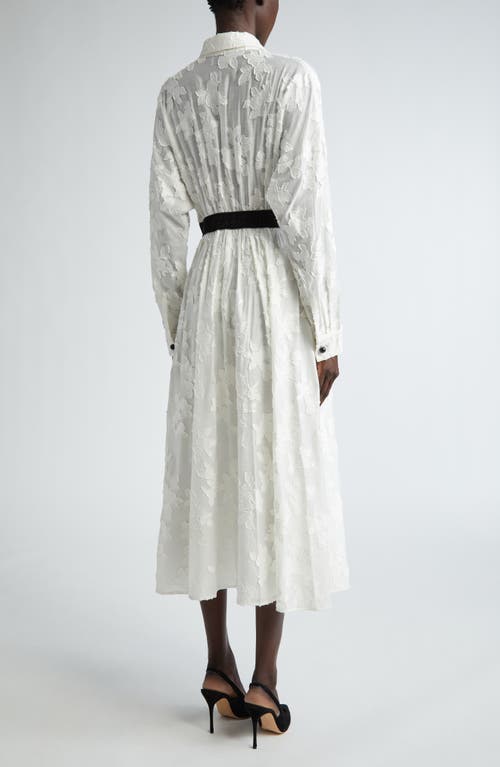 Shop St John St. John Collection Floral Fil Coupé Long Sleeve Shirtdress In Chalk