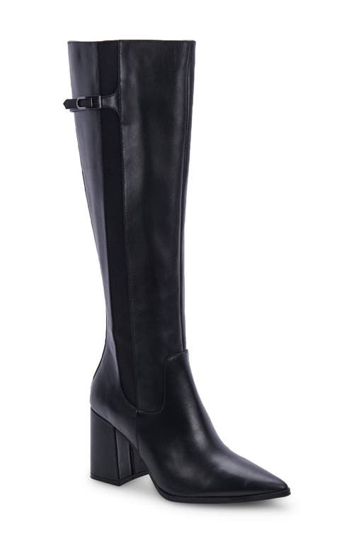 Blondo Imani Pointed Toe Waterproof Leather Knee High Boot in Black Leather
