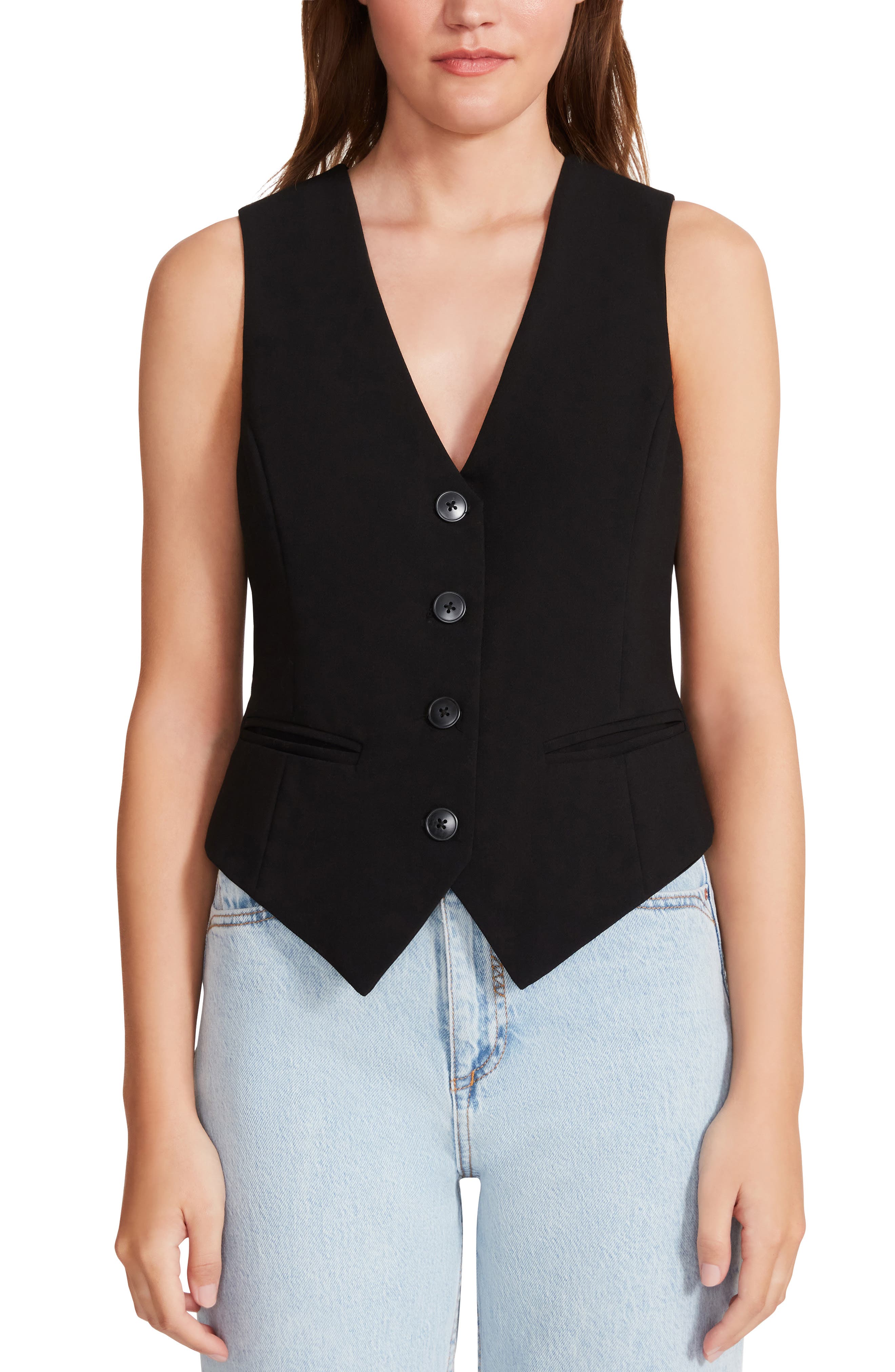 black dressy vest top