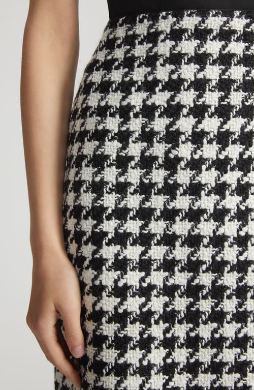 Shop Lafayette 148 New York Twisted Houndstooth Wool Blend Pencil Skirt In Black Multi