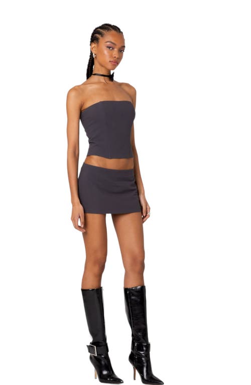 Edikted Piper Strapless Crop Corset In Dark-gray