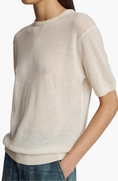 Shop Khaite Pierre Short Sleeve Cashmere Blend Sweater In Cream