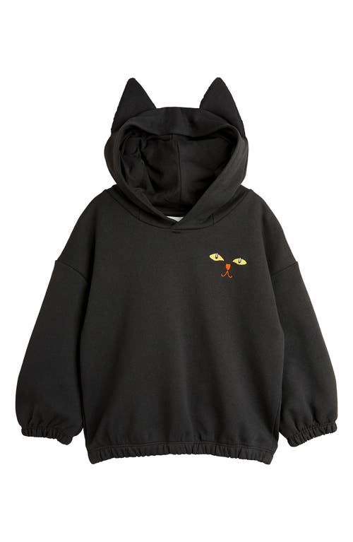 Shop Mini Rodini Kids' Cat Ears Hoodie In Black