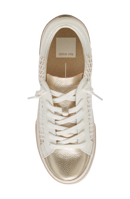 Shop Dolce Vita Zina Sneaker In Bone/gold Knit