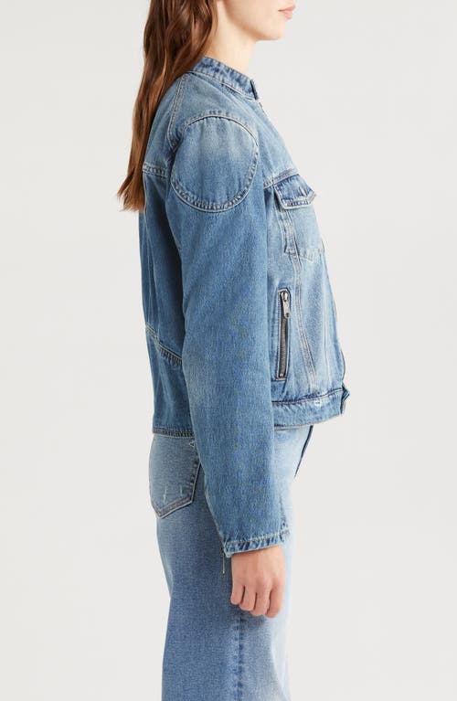 Hidden Jeans Denim Moto Jacket In Medium Wash