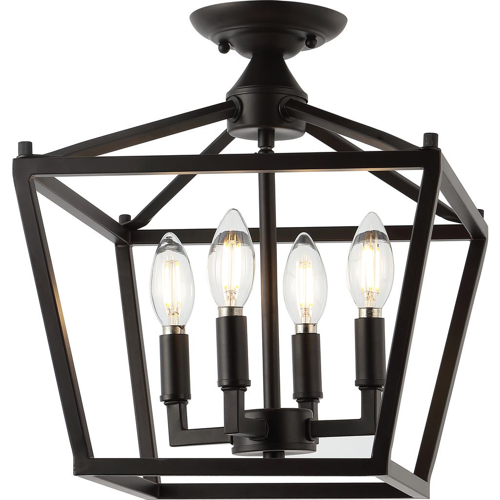 Jonathan Y Plains 4-light Iron Modern Farmhouse Led Flush Mount In Oil Rubbed Bronze
