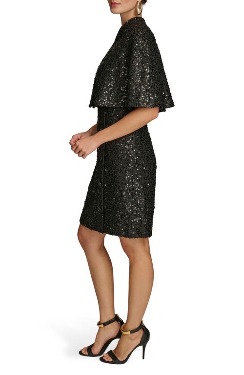 Shop Donna Karan New York Sequin Tweed Cape & Sheath Dress Set In Black