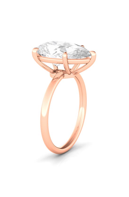 Hautecarat Pear Cut Lab Created Diamond 18k Gold Ring In 18k Rose Gold
