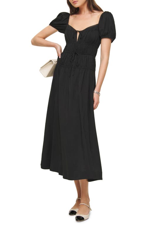 Reformation Oria Organic Cotton Midi Dress In Black