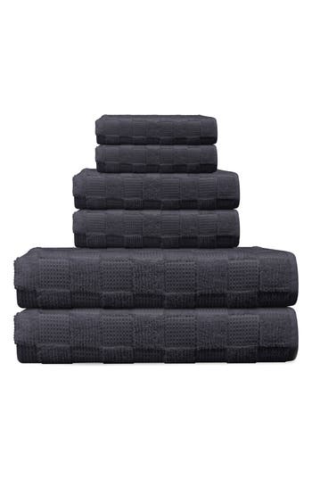 Brooks Brothers Waffle Terry 6-piece Turkish Cotton Bath Towel Set In Anthracite