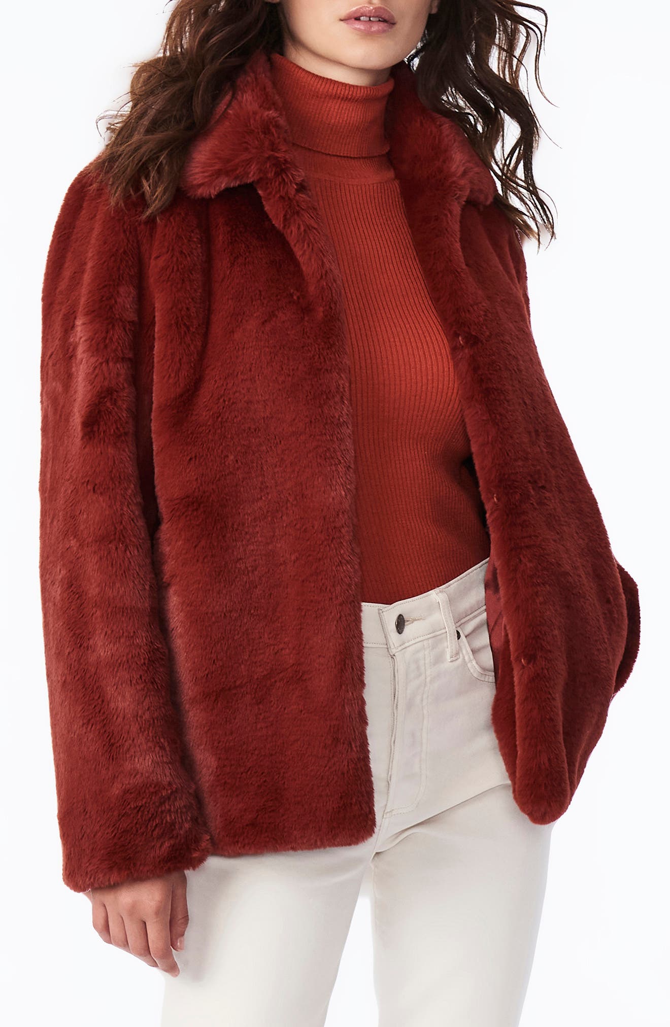 check teddy faux fur coat bernardo