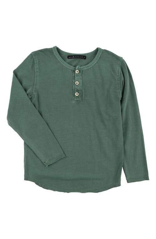 Miki Miette Kids' Buzz Long Sleeve Cotton Henley Heritage Green at Nordstrom,
