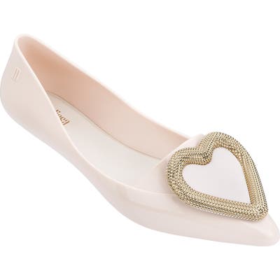 Melissa Pointy Heart Jelly Flat, Beige