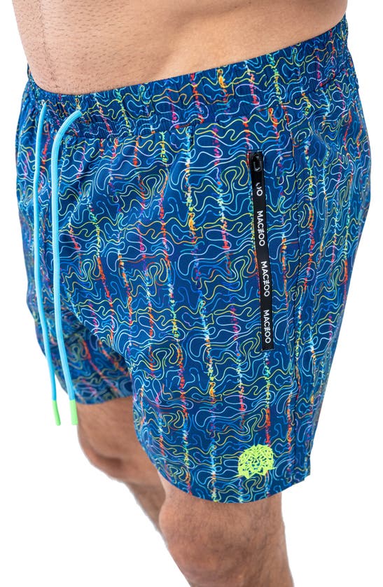 Shop Maceoo Swim Lion Oil Slick Swim Trunks In Blue