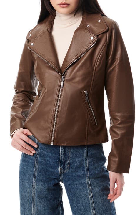 brown leather jacket women | Nordstrom