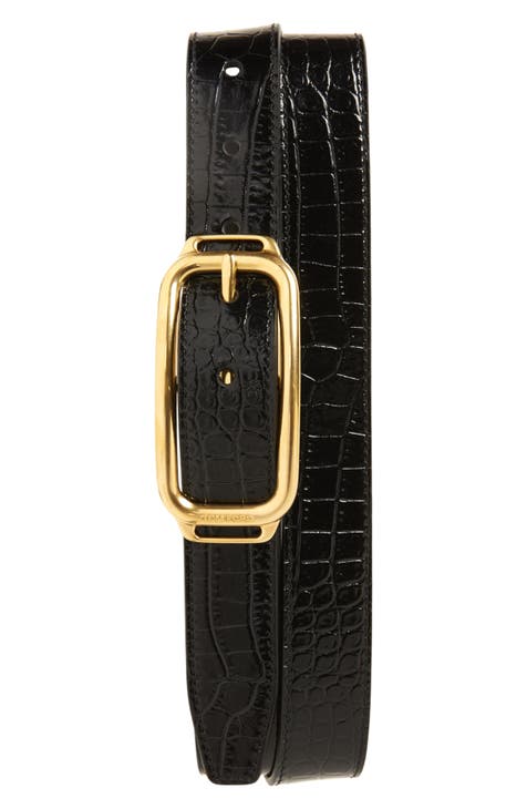 Black patent leather tape belt