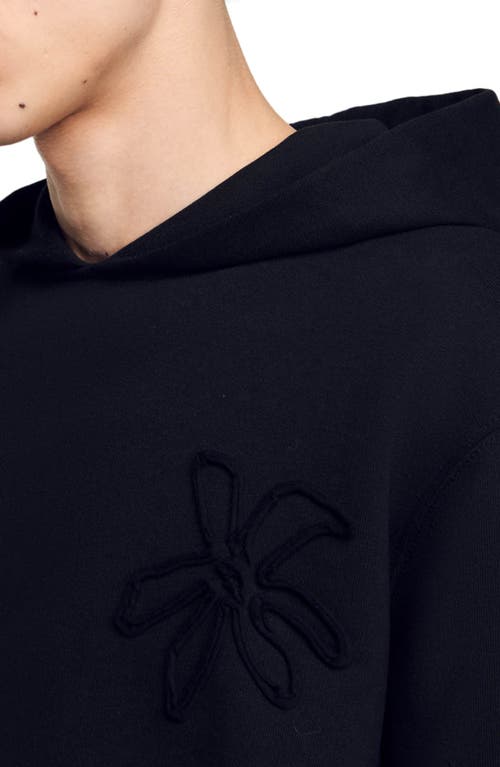 Shop Sandro Floral Hoodie In Black