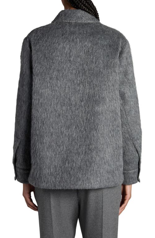 Shop Moncler Fuzzy Shirt Jacket In Intense Gray Melange