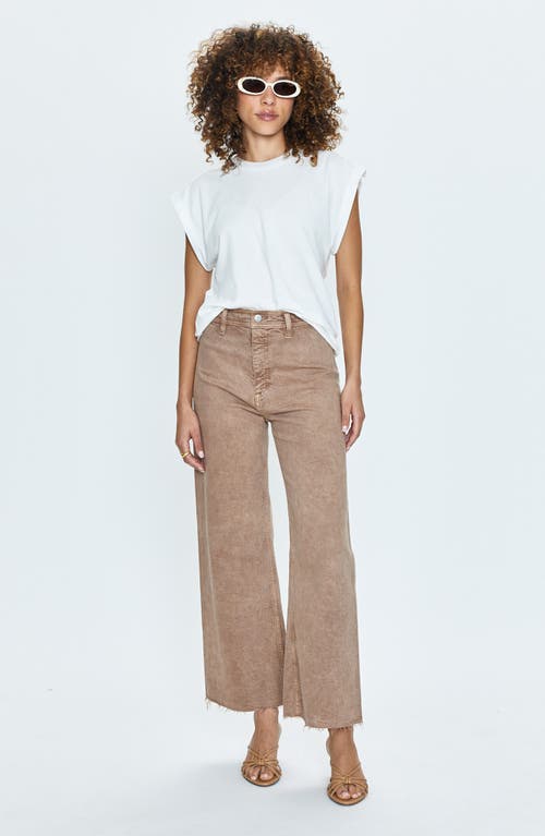 Shop Pistola Penny High Waist Raw Hem Wide Leg Jeans In Cashew