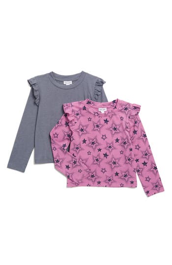 SPLENDID SPLENDID KIDS' ASSORTED 2-PACK RUFFLE LONG SLEEVE T-SHIRT 