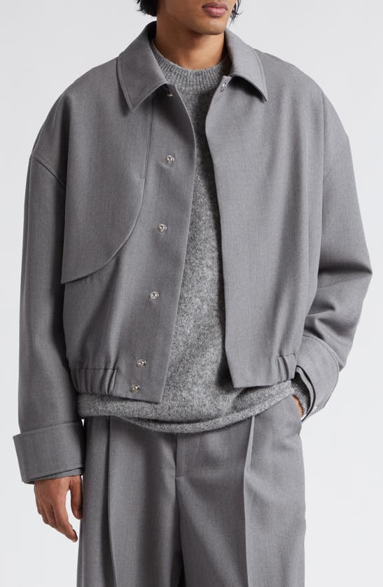 Shop Jacquemus Le Blouson Salti Virgin Wool Trench Bomber Jacket In Grey