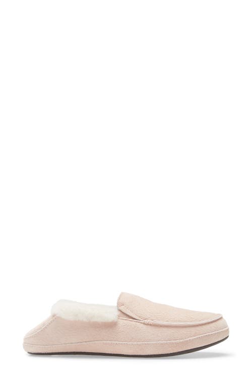 Shop Olukai Ku'una Genuine Shearling Slipper In Soft Pink/soft Pink Leather