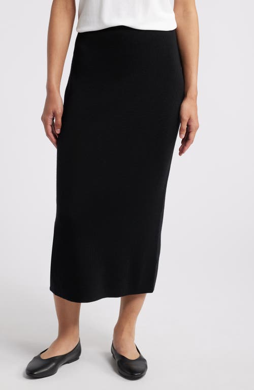 Eileen Fisher Merino Wool Pencil Skirt in Black 