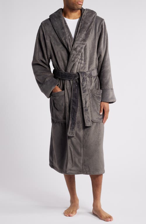 Shop Nordstrom Fleece Hooded Robe In Grey Tornado