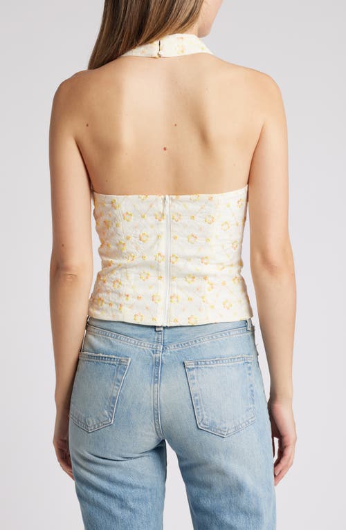 Shop Mistress Rocks Floral Embroidered Halter Top In Cloud