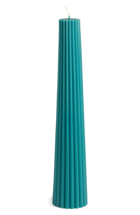 Shop Greentree Home Fluted Pillar Candle In Turquoise
