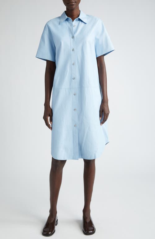 Lafayette 148 New York Lambskin Leather Shirtdress Ice Water at Nordstrom,