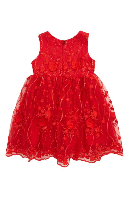 Shop Popatu Floral Appliqué Scalloped Tulle Dress In Red