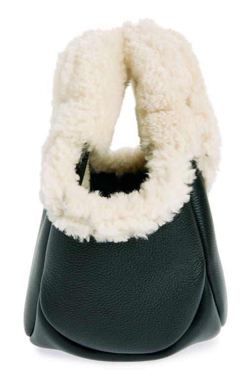 Shop Coperni Mini Swipe Leather & Genuine Shearling Top Handle Bucket Bag In Black/white Blkwht