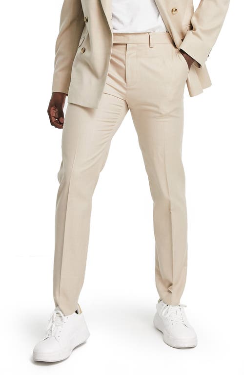 Topman Slim Suit Trousers in Stone