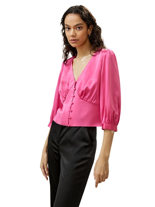Lilysilk X Sonia Fitted Retro Corset Silk Top In Pink