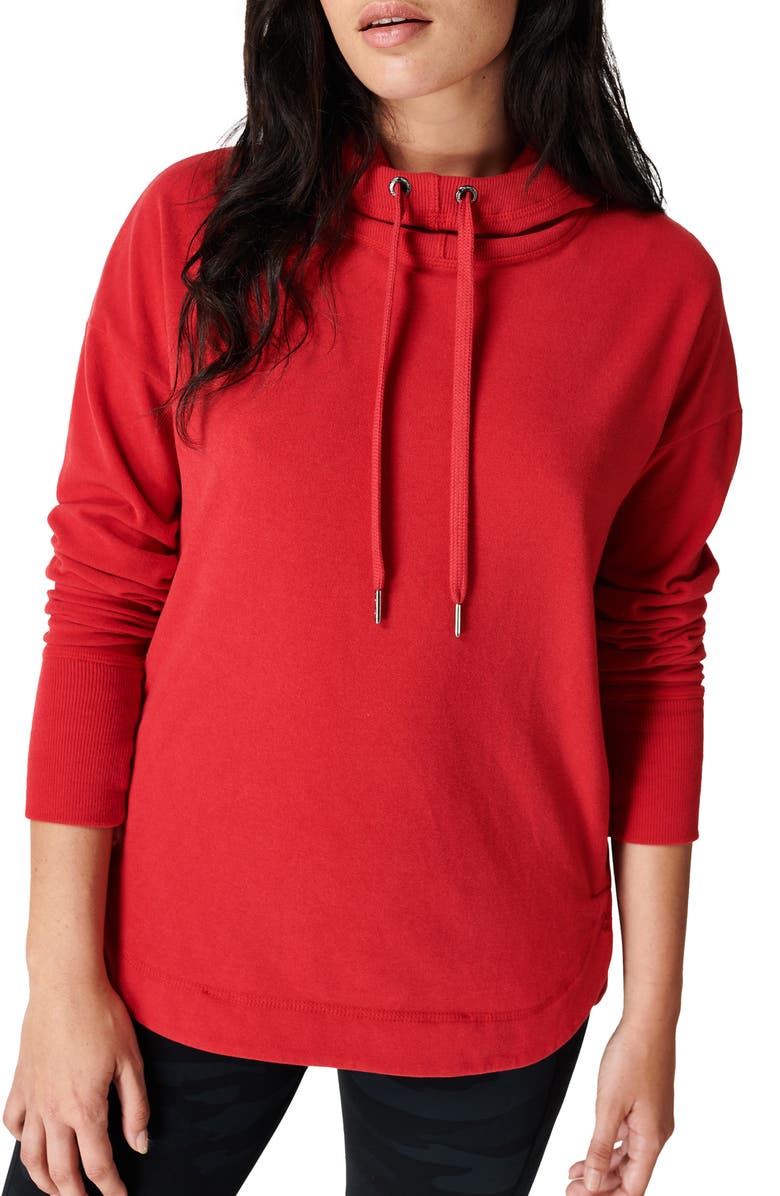 SWEATY BETTY Escape Fleece Hoodie, Main, color, CARDINAL RED