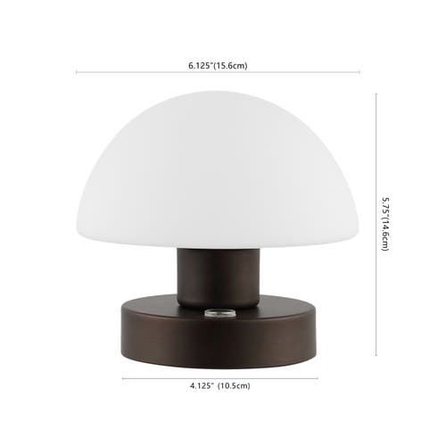 Jonathan Y Zoe Modern Minimalist Iron Rechargeable Integrated Portable Led Table Lamp In Oil Rubbed Bronze