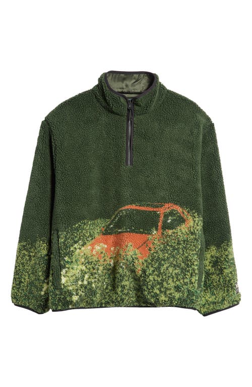 Shop Market Forgotten High Pile Fleece Half-zip Pullover In Kelp