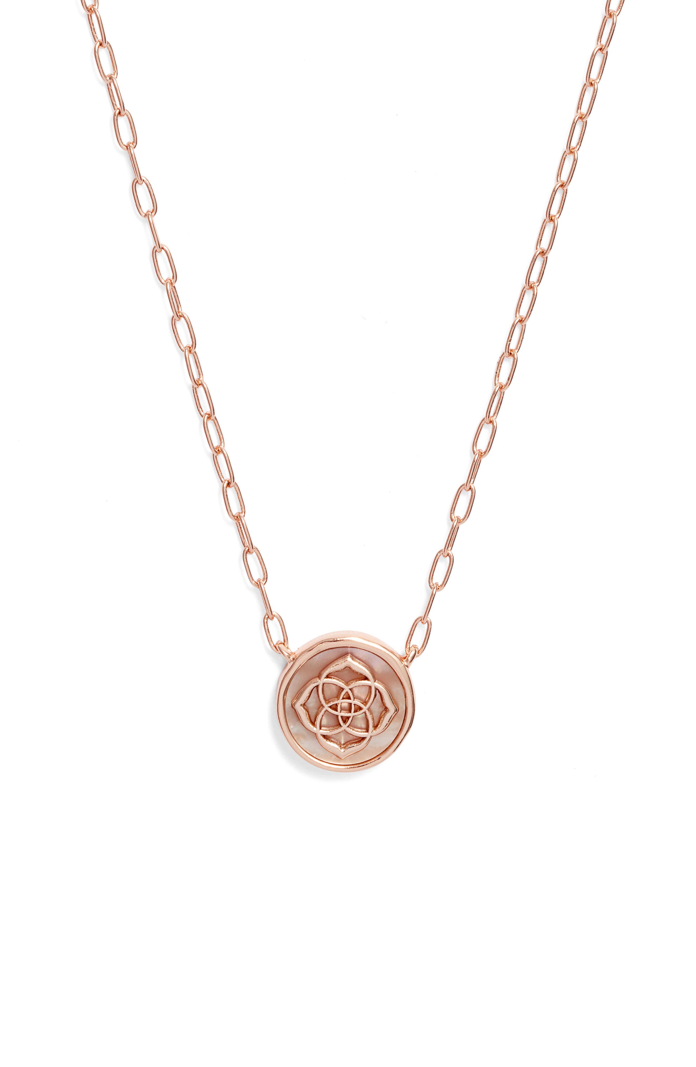 Kendra Scott Stamped Dira Rose Gold Pendant Necklace - Golden Abalone