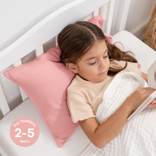 Comfy Cubs Toddler Pillow With Soft Cotton Pillowcase In Blush