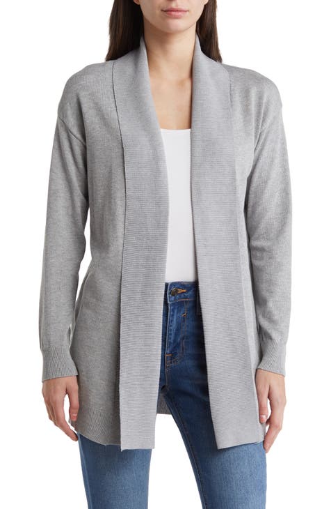 Womens Gray Cardigan With Pockets, Long Gray Duster