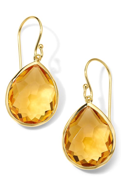 Rock Candy Medium Teardrop Earrings in Gold/Orange Citrine