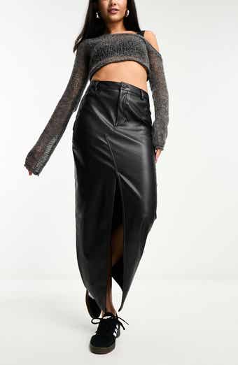 Missguided Faux Leather High Waisted Lace Trim Shorts Black, $45