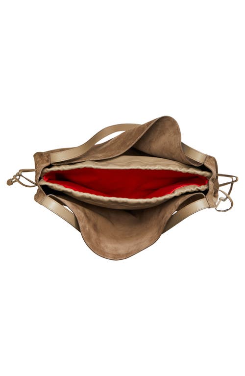 Christian Louboutin Le 54 Suede Drawstring Tote In E722 Silex/silex/gun Metal