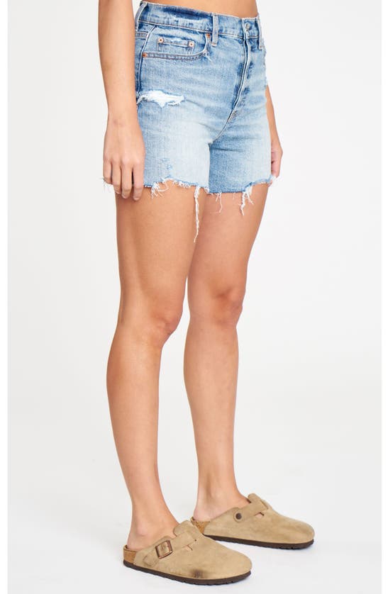 Shop Daze Bottom Line High Waist Distressed Denim Cutoff Shorts In Marshmallow