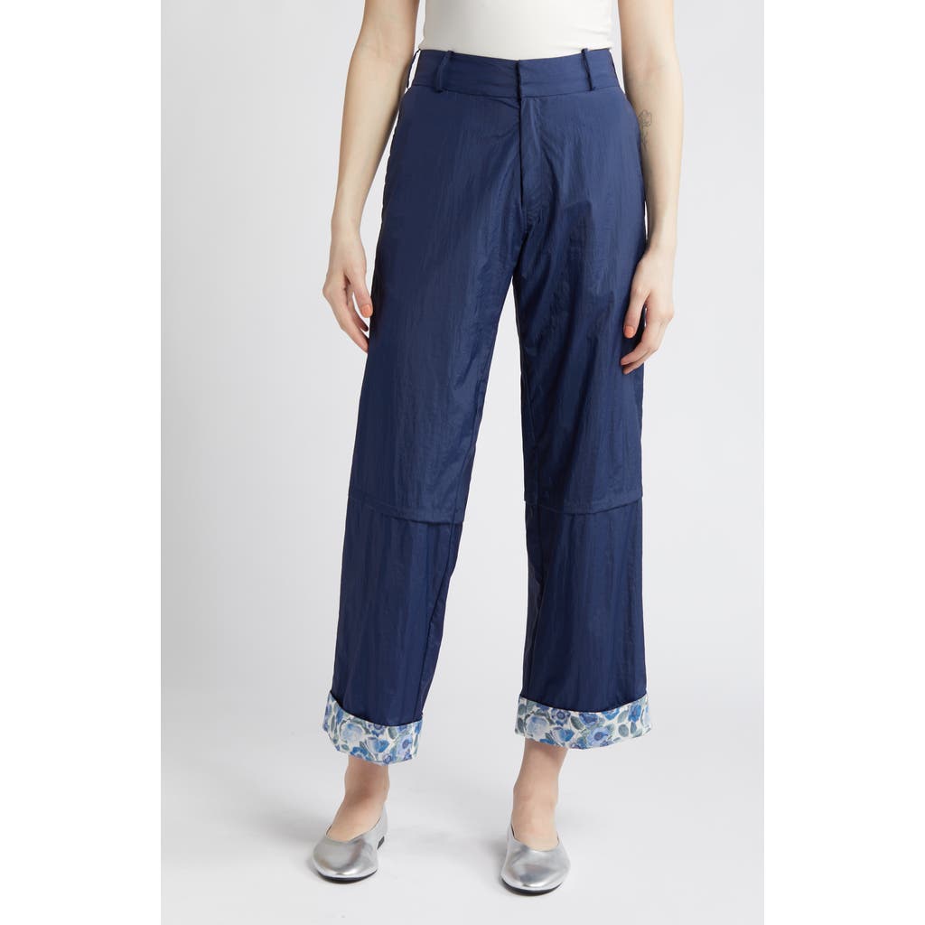 Coming Of Age X Heidi Rose Print Cuff Pants In Navy/heidi Rose