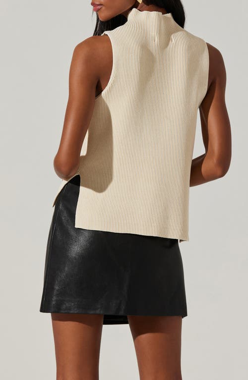 Shop Astr The Label Zea Sleeveless Funnel Neck Rib Sweater In Oatmeal