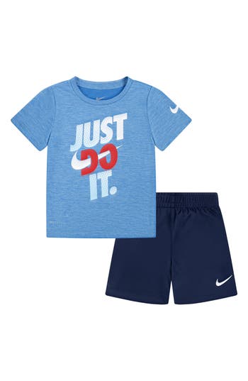 Nike Kids' Graphic T-shirt & Dropset Shorts Set In Midnight Navy