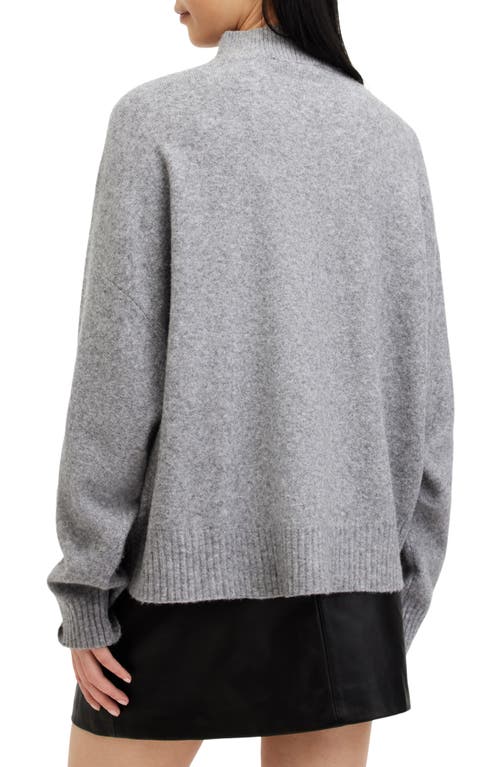 Allsaints Asha Oversize Mock Neck Sweater In Grey Marl
